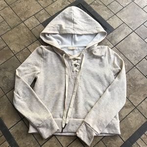 Hooded Hologram Lace Up Sweatshirt